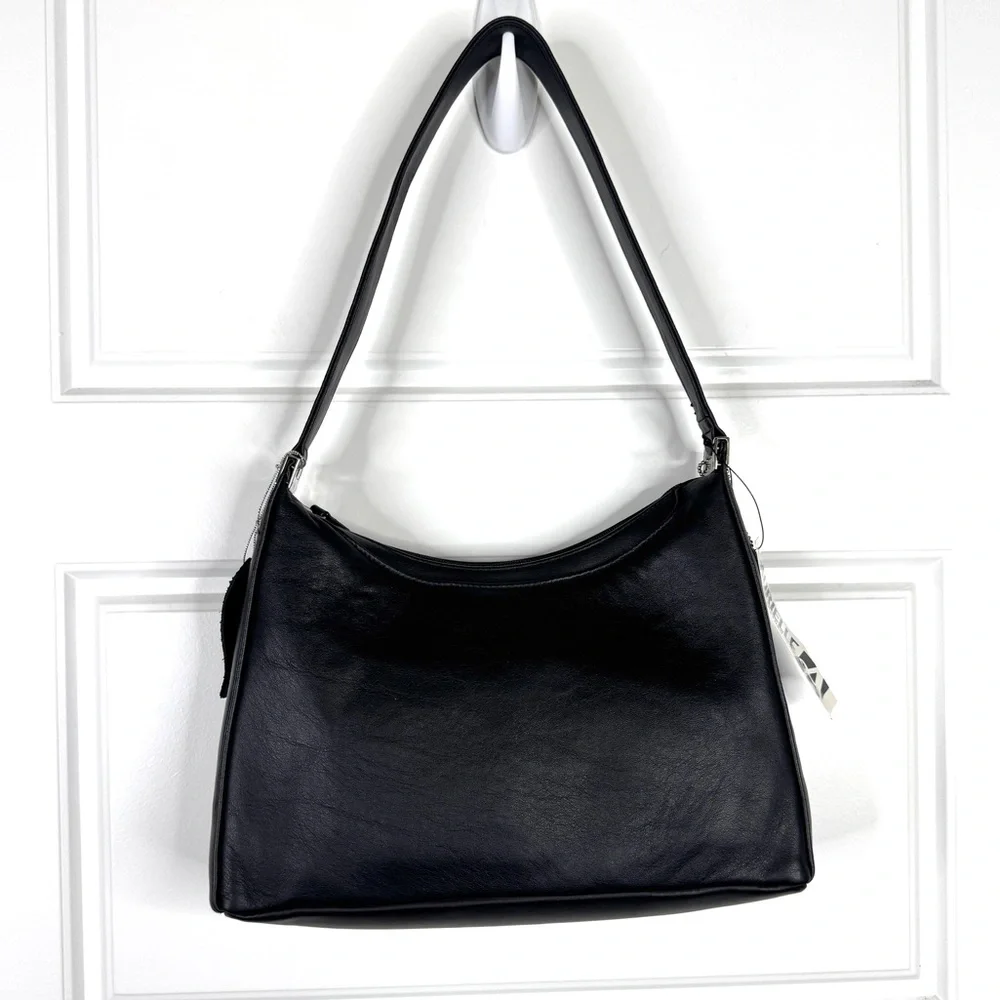 AURIELLE Leather Hobo Shoulder Bag Purse NEW Black With Coin Card Wallet - Picture 4 of 10